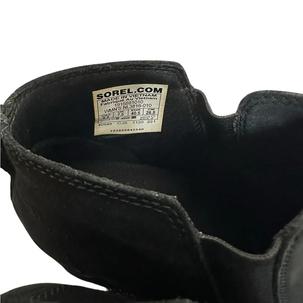 Sorel Evie Pull On Ankle Booties Women’s 9.5 Waterproof Suede Leather Black LNC